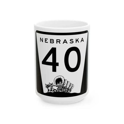 N-40 (Nebraska) (Road Sign) White Coffee Mug 15oz - Go Mug Yourself