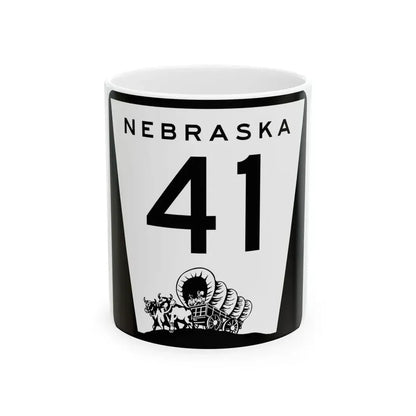 N-41 (Nebraska) (Road Sign) White Coffee Mug 11oz - Go Mug Yourself