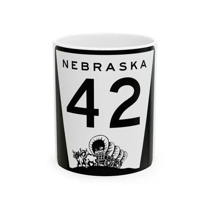N-42 (Nebraska) (Road Sign) White Coffee Mug 11oz - Go Mug Yourself