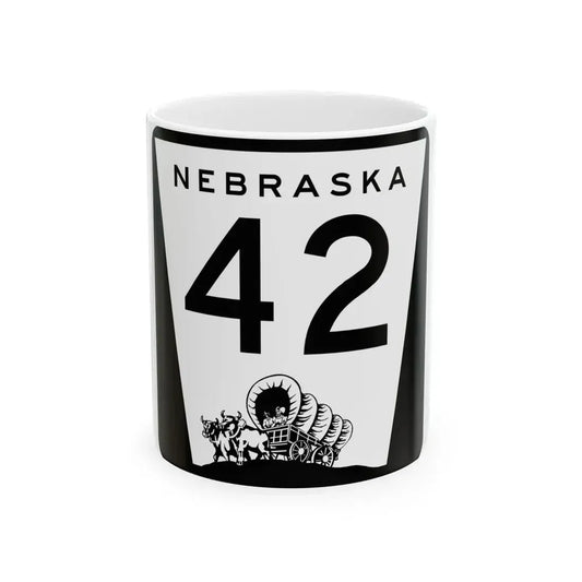 N-42 (Nebraska) (Road Sign) White Coffee Mug 11oz - Go Mug Yourself