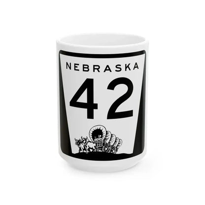 N-42 (Nebraska) (Road Sign) White Coffee Mug 15oz - Go Mug Yourself