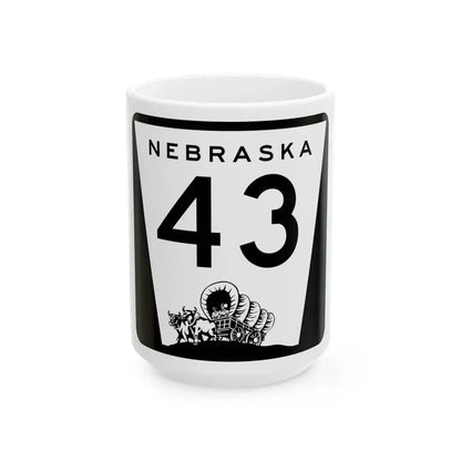N-43 (Nebraska) (Road Sign) White Coffee Mug 15oz - Go Mug Yourself