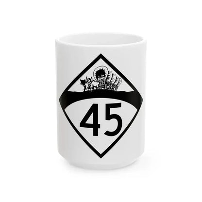 N-45 1950 (Nebraska) (Road Sign) White Coffee Mug 15oz - Go Mug Yourself