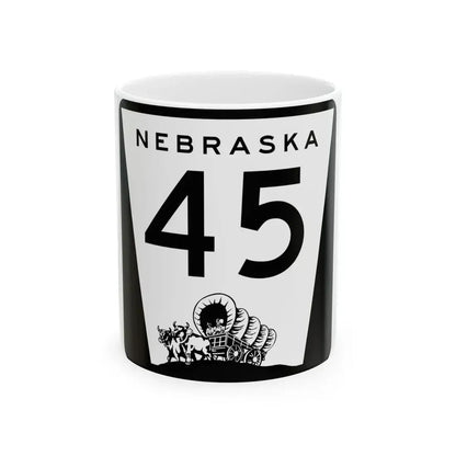 N-45 (Nebraska) (Road Sign) White Coffee Mug 11oz - Go Mug Yourself