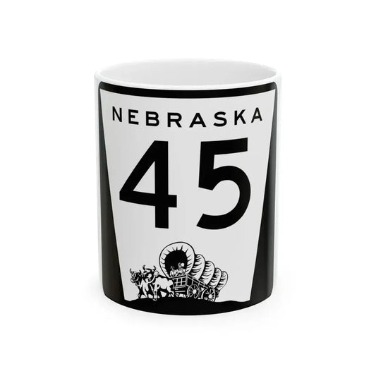 N-45 (Nebraska) (Road Sign) White Coffee Mug 11oz - Go Mug Yourself