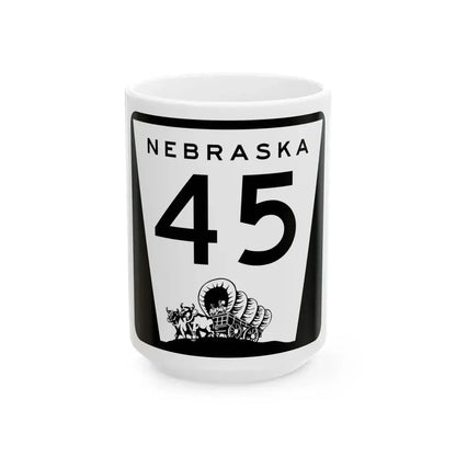N-45 (Nebraska) (Road Sign) White Coffee Mug 15oz - Go Mug Yourself