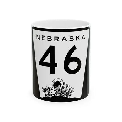 N-46 (Nebraska) (Road Sign) White Coffee Mug 11oz - Go Mug Yourself