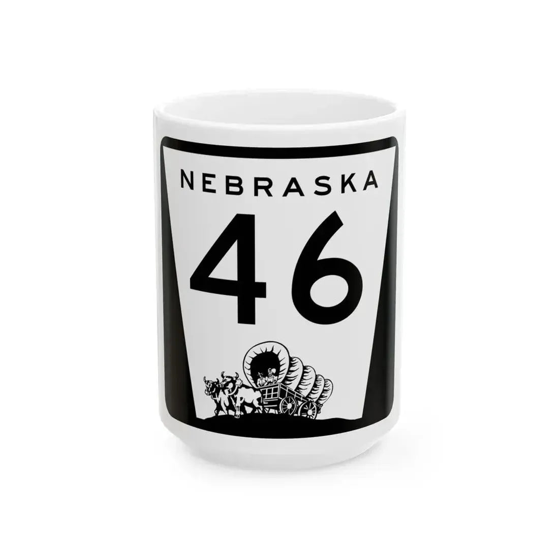 N-46 (Nebraska) (Road Sign) White Coffee Mug 15oz - Go Mug Yourself