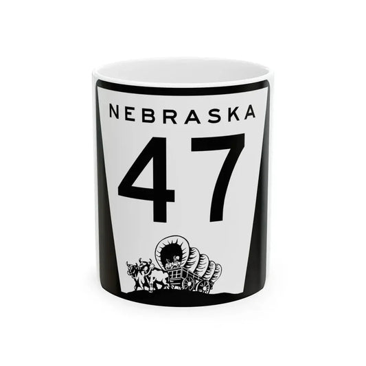 N-47 (Nebraska) (Road Sign) White Coffee Mug 11oz - Go Mug Yourself