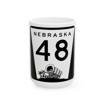 N-48 (Nebraska) (Road Sign) White Coffee Mug 15oz - Go Mug Yourself