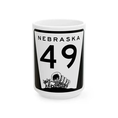 N-49 (Nebraska) (Road Sign) White Coffee Mug 15oz - Go Mug Yourself