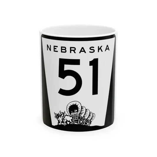 N-51 (Nebraska) (Road Sign) White Coffee Mug 11oz - Go Mug Yourself