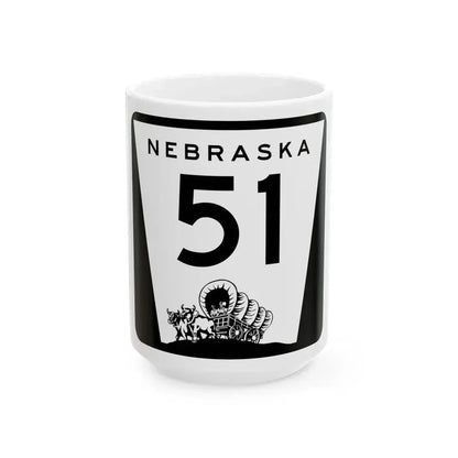 N-51 (Nebraska) (Road Sign) White Coffee Mug 15oz - Go Mug Yourself