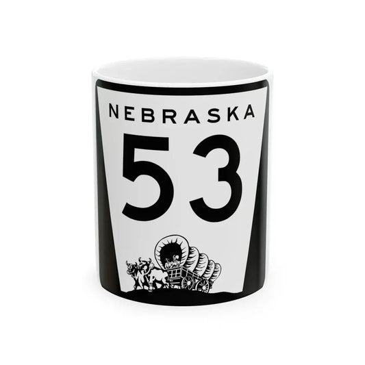 N-53 (Nebraska) (Road Sign) White Coffee Mug 11oz - Go Mug Yourself