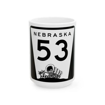 N-53 (Nebraska) (Road Sign) White Coffee Mug 15oz - Go Mug Yourself