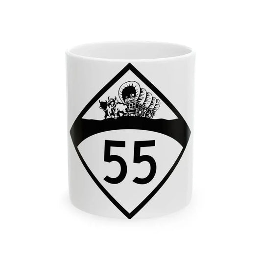 N-55 1950 (Nebraska) (Road Sign) White Coffee Mug 11oz - Go Mug Yourself