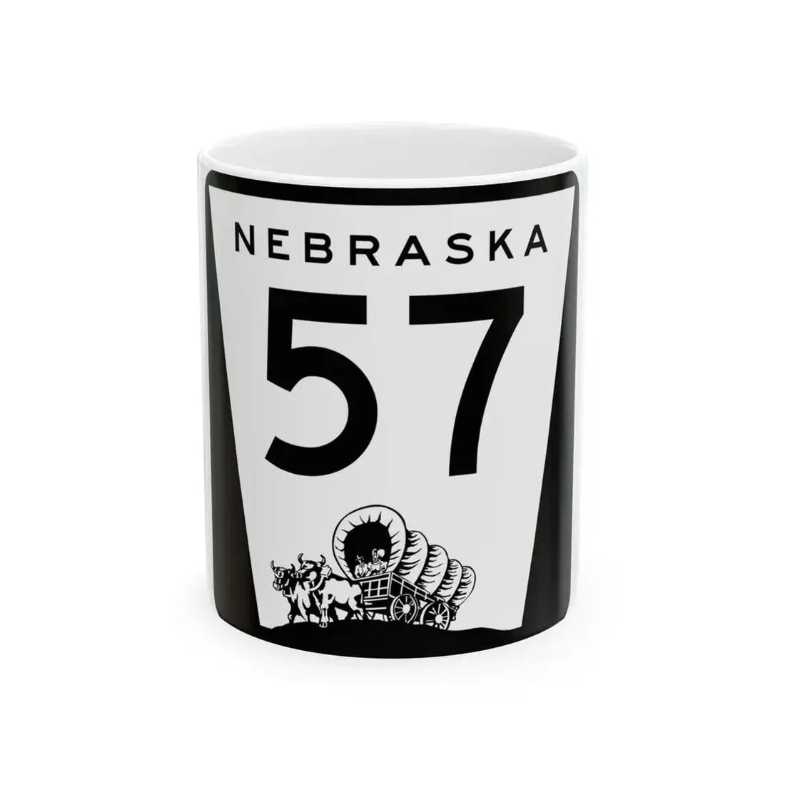 N-57 (Nebraska) (Road Sign) White Coffee Mug 11oz - Go Mug Yourself
