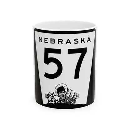 N-57 (Nebraska) (Road Sign) White Coffee Mug 11oz - Go Mug Yourself