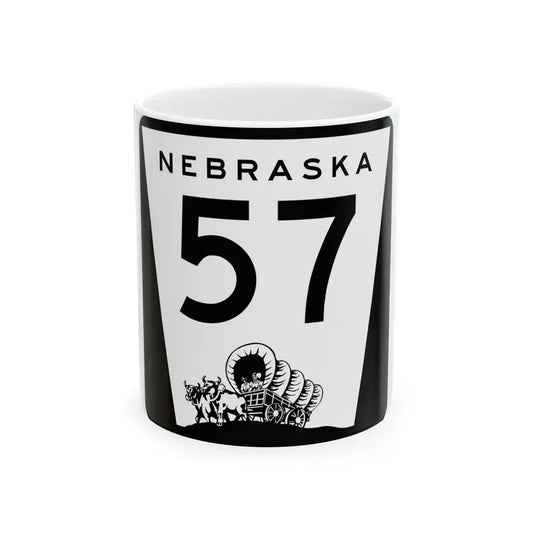 N-57 (Nebraska) (Road Sign) White Coffee Mug 11oz - Go Mug Yourself