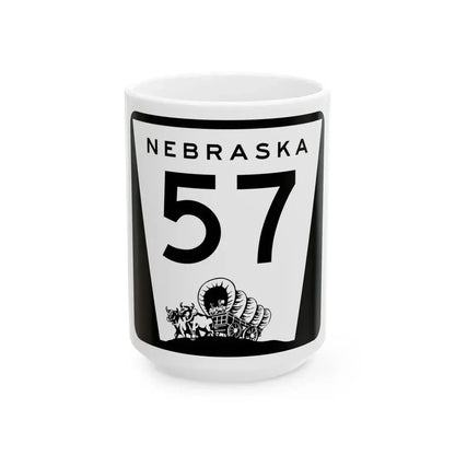 N-57 (Nebraska) (Road Sign) White Coffee Mug 15oz - Go Mug Yourself