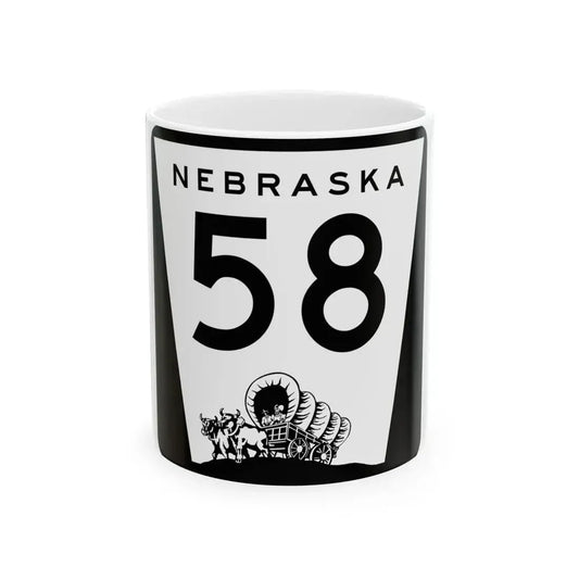 N-58 (Nebraska) (Road Sign) White Coffee Mug 11oz - Go Mug Yourself