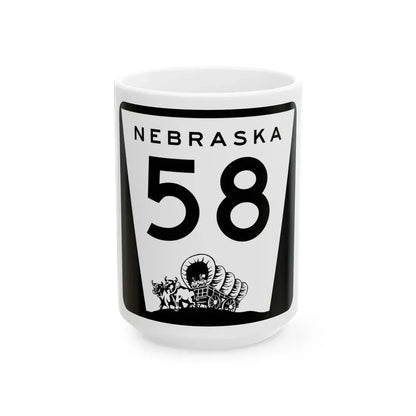 N-58 (Nebraska) (Road Sign) White Coffee Mug 15oz - Go Mug Yourself