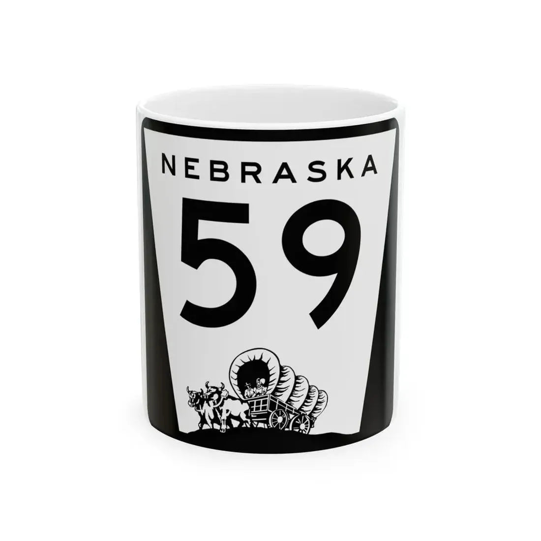 N-59 (Nebraska) (Road Sign) White Coffee Mug 11oz - Go Mug Yourself