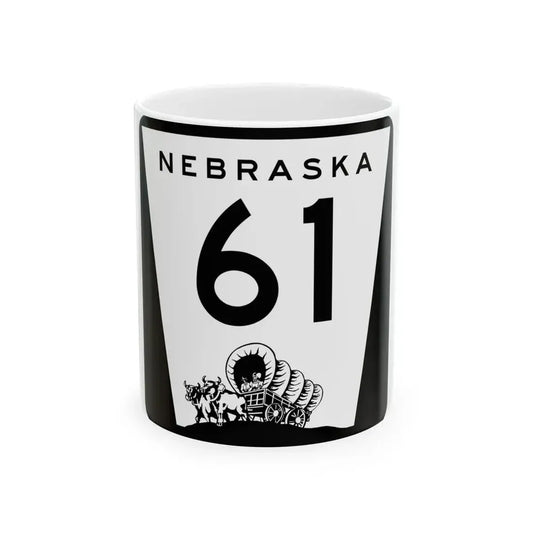 N-61 (Nebraska) (Road Sign) White Coffee Mug 11oz - Go Mug Yourself