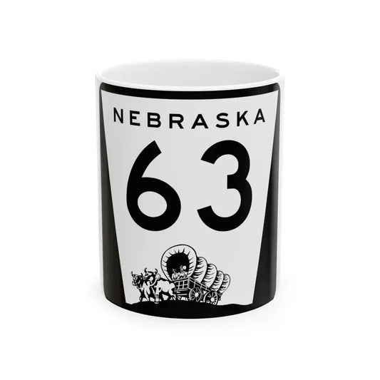 N-63 (Nebraska) (Road Sign) White Coffee Mug 11oz - Go Mug Yourself