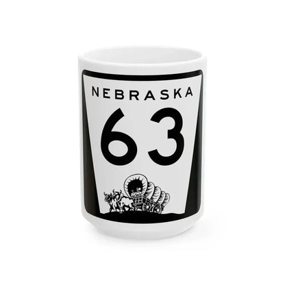N-63 (Nebraska) (Road Sign) White Coffee Mug 15oz - Go Mug Yourself