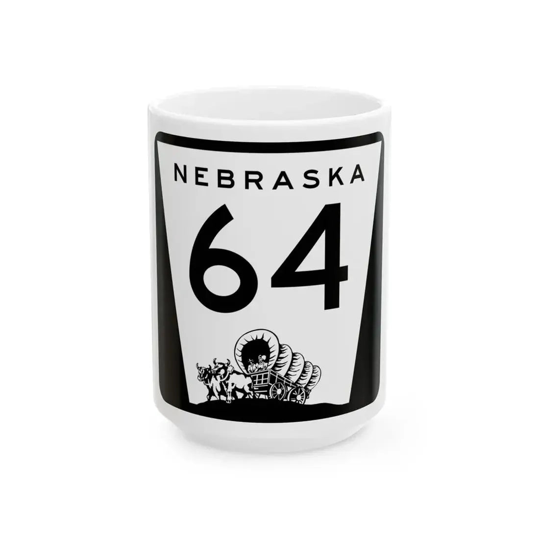 N-64 (Nebraska) (Road Sign) White Coffee Mug 15oz - Go Mug Yourself