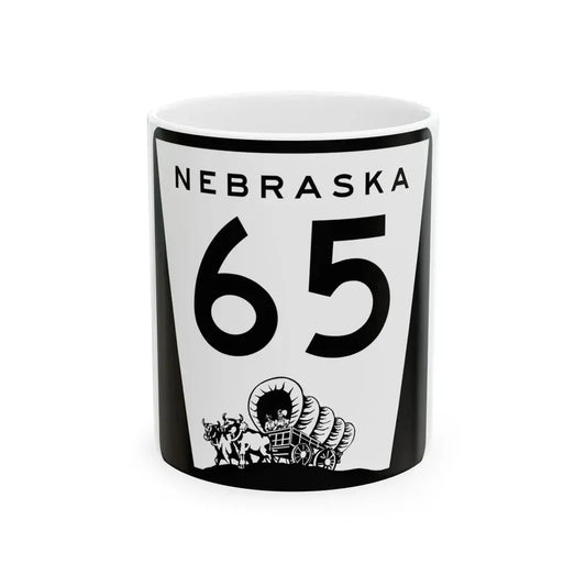 N-65 (Nebraska) (Road Sign) White Coffee Mug 11oz - Go Mug Yourself