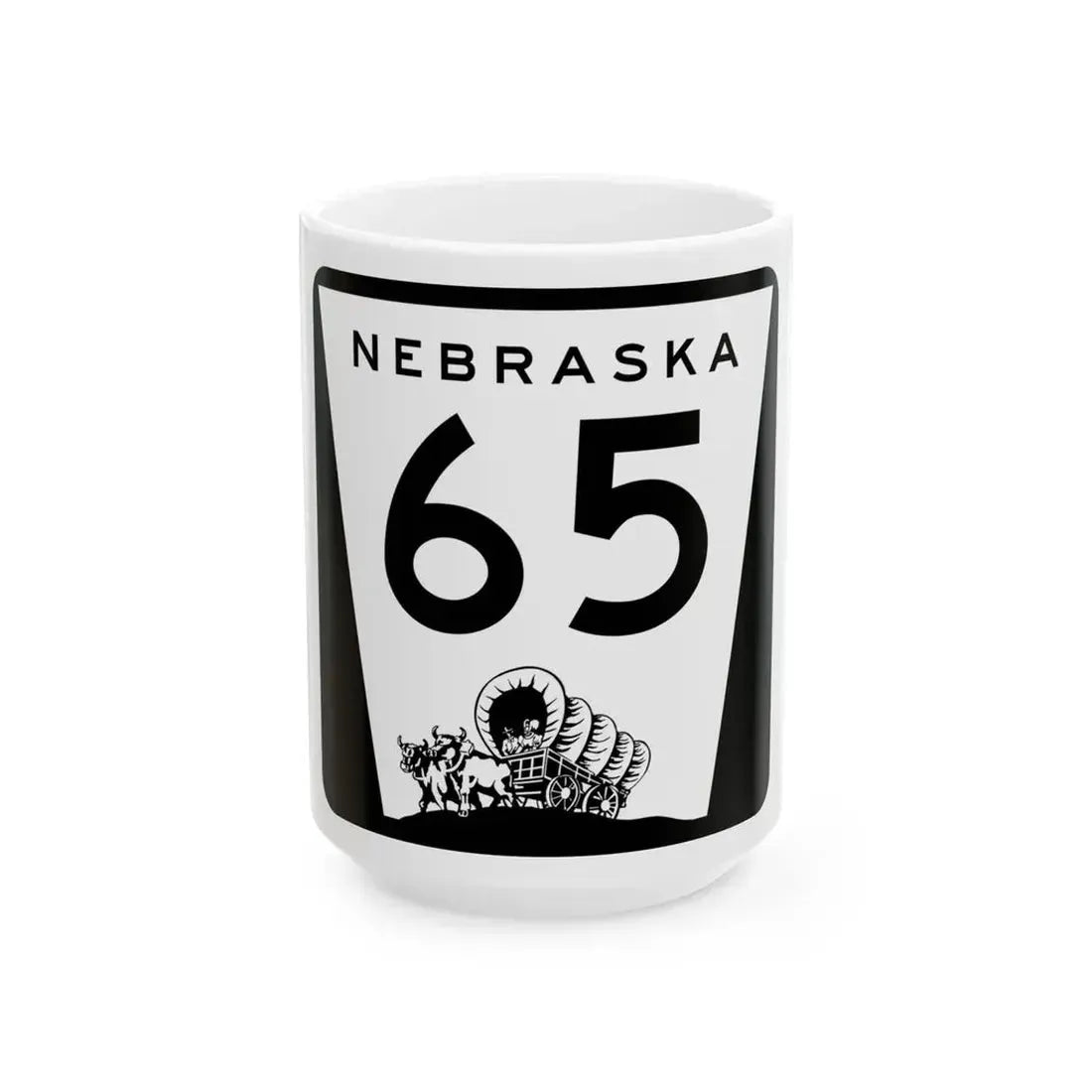 N-65 (Nebraska) (Road Sign) White Coffee Mug 15oz - Go Mug Yourself