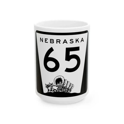 N-65 (Nebraska) (Road Sign) White Coffee Mug 15oz - Go Mug Yourself