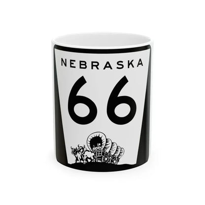 N-66 (Nebraska) (Road Sign) White Coffee Mug 11oz - Go Mug Yourself