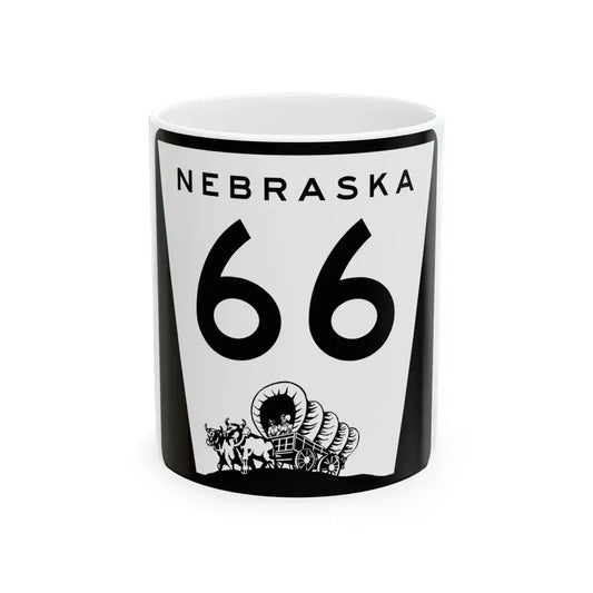 N-66 (Nebraska) (Road Sign) White Coffee Mug 11oz - Go Mug Yourself