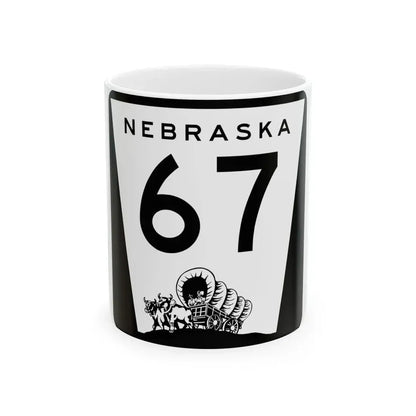 N-67 (Nebraska) (Road Sign) White Coffee Mug 11oz - Go Mug Yourself
