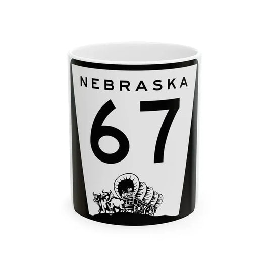 N-67 (Nebraska) (Road Sign) White Coffee Mug 11oz - Go Mug Yourself