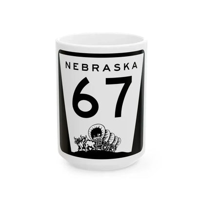 N-67 (Nebraska) (Road Sign) White Coffee Mug 15oz - Go Mug Yourself
