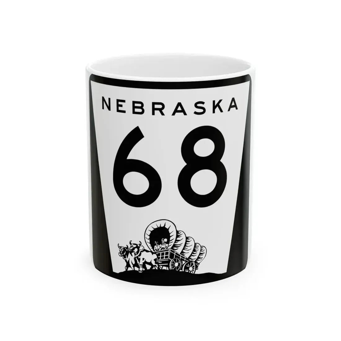N-68 (Nebraska) (Road Sign) White Coffee Mug 11oz - Go Mug Yourself