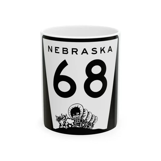 N-68 (Nebraska) (Road Sign) White Coffee Mug 11oz - Go Mug Yourself