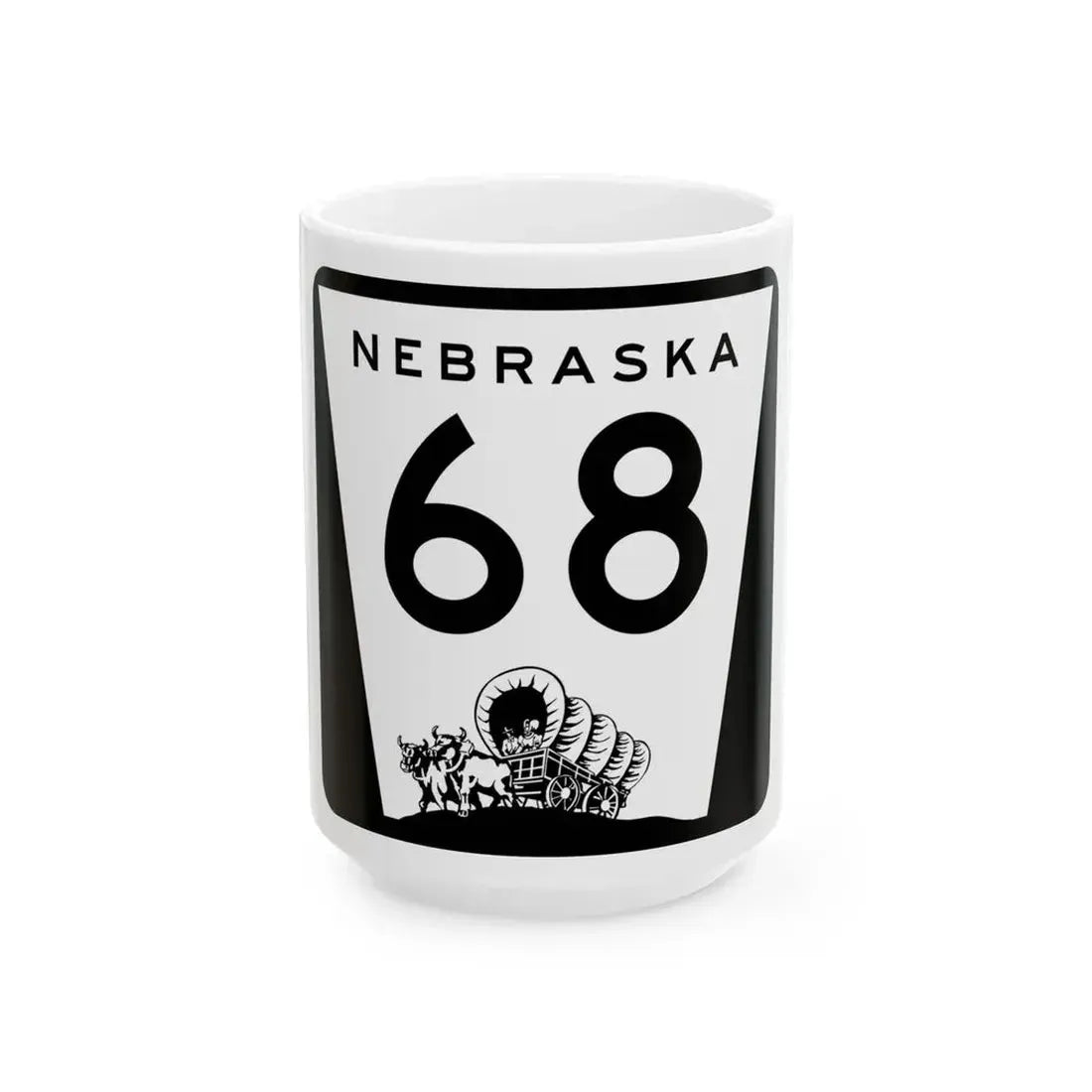 N-68 (Nebraska) (Road Sign) White Coffee Mug 15oz - Go Mug Yourself