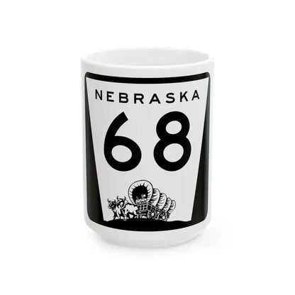 N-68 (Nebraska) (Road Sign) White Coffee Mug 15oz - Go Mug Yourself