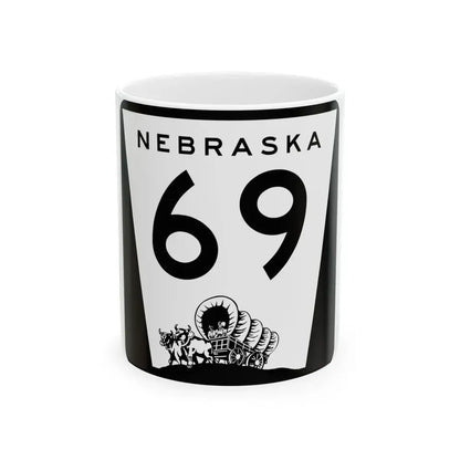 N-69 (Nebraska) (Road Sign) White Coffee Mug 11oz - Go Mug Yourself