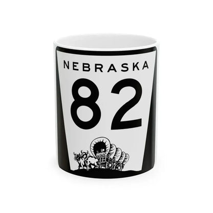 N-82 (Nebraska) (Road Sign) White Coffee Mug 11oz - Go Mug Yourself