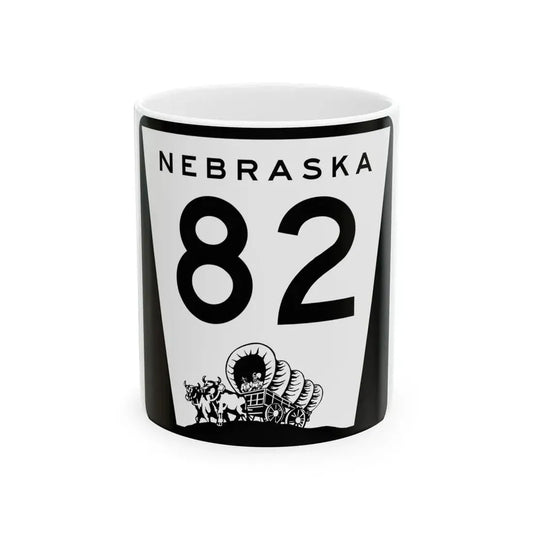 N-82 (Nebraska) (Road Sign) White Coffee Mug 11oz - Go Mug Yourself