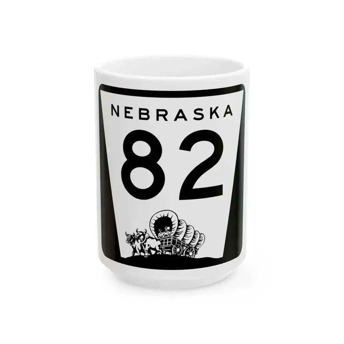 N-82 (Nebraska) (Road Sign) White Coffee Mug 15oz - Go Mug Yourself