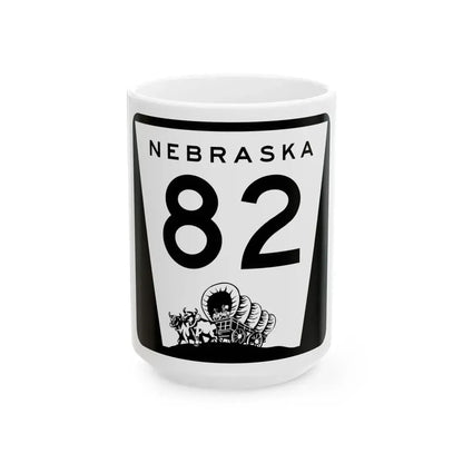 N-82 (Nebraska) (Road Sign) White Coffee Mug 15oz - Go Mug Yourself