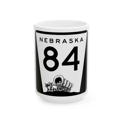 N-84 (Nebraska) (Road Sign) White Coffee Mug 15oz - Go Mug Yourself