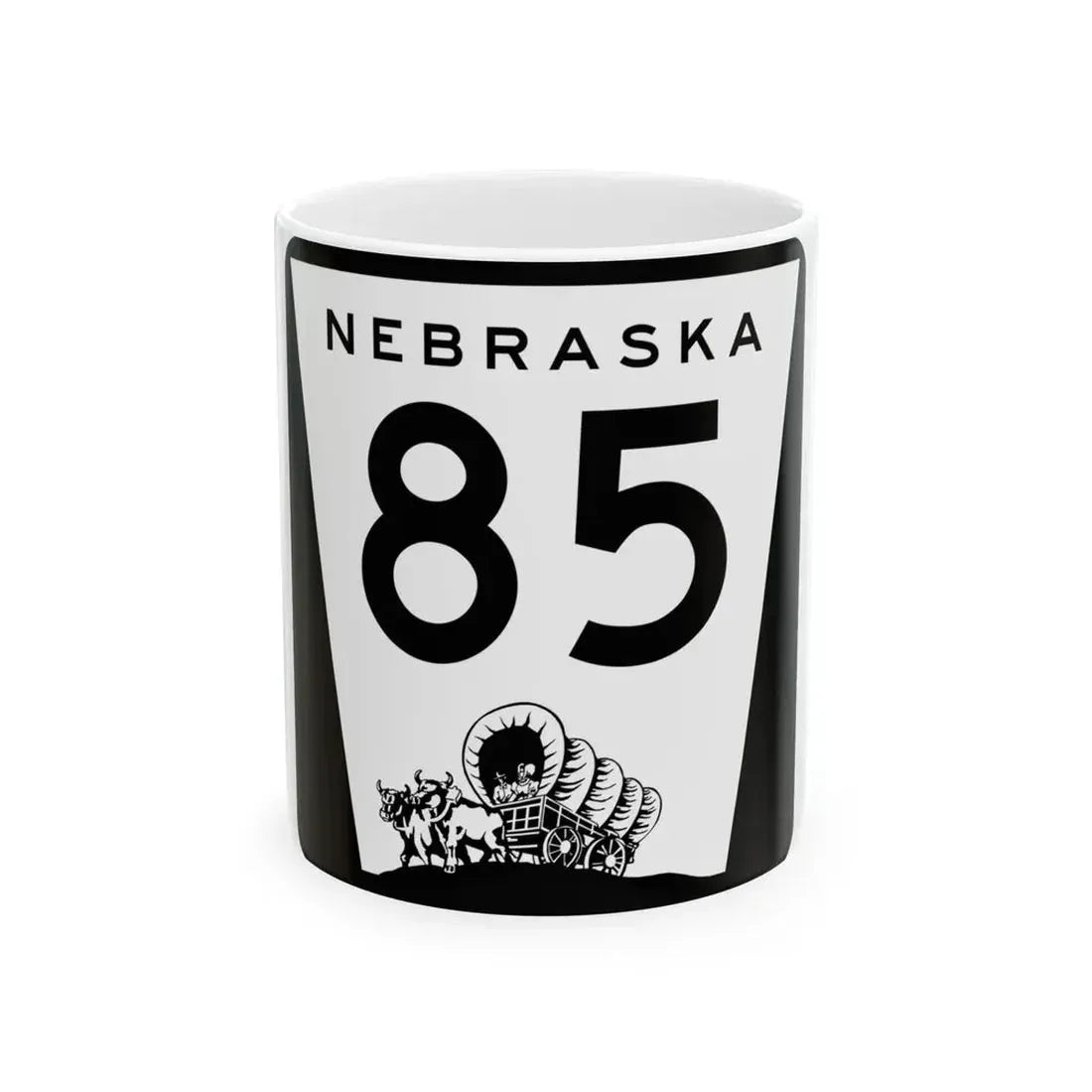 N-85 (Nebraska) (Road Sign) White Coffee Mug 11oz - Go Mug Yourself